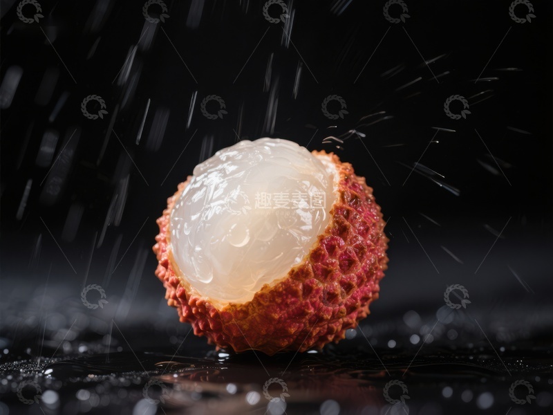 高清大图下载【趣麦麦图】新鲜荔枝剥开瞬间，水珠四溅