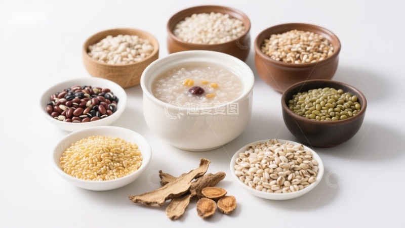 高清大图下载【趣麦麦图】多种谷物与粥的健康组合