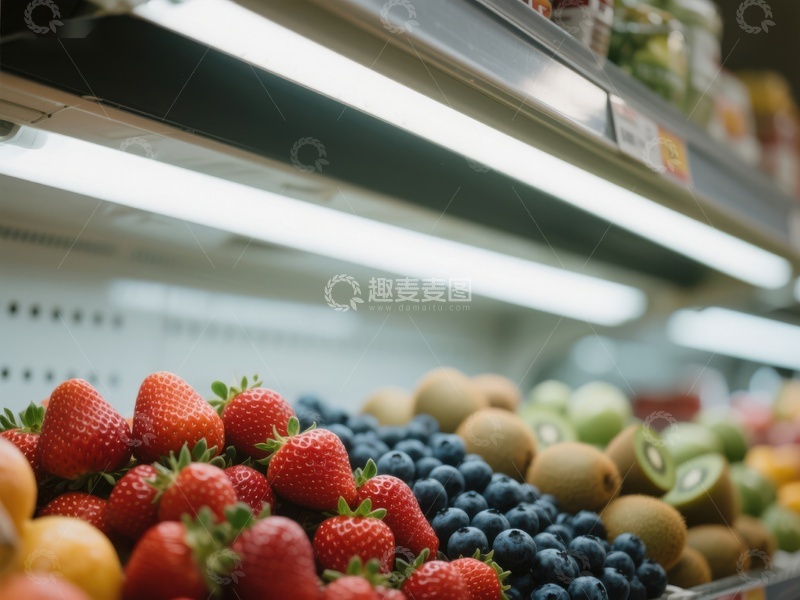 高清大图下载【趣麦麦图】超市货架上的新鲜水果