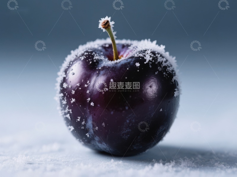 高清大图下载【趣麦麦图】霜冻覆盖的李子特写