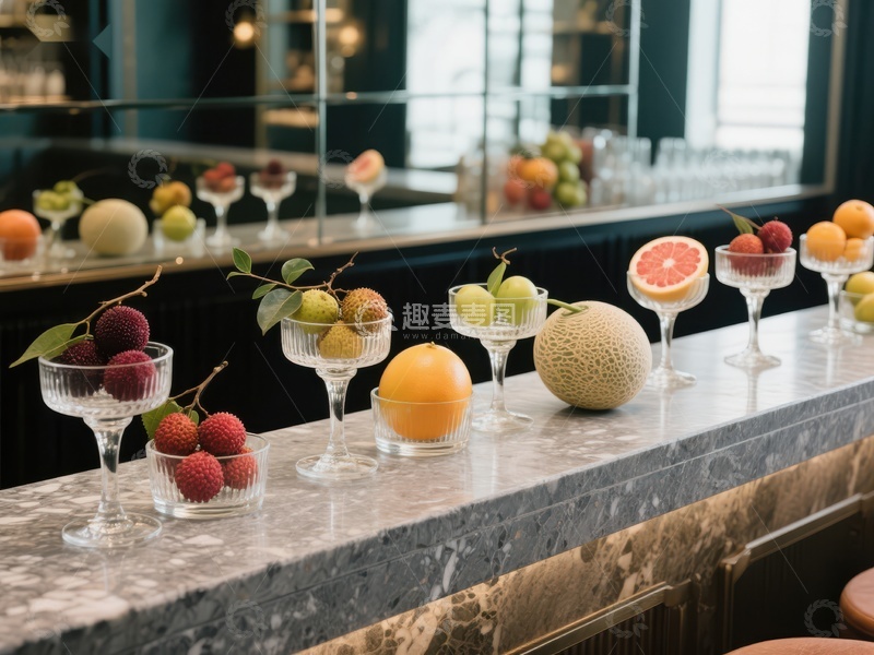 高清大图下载【趣麦麦图】精致水果摆盘，玻璃杯中展示