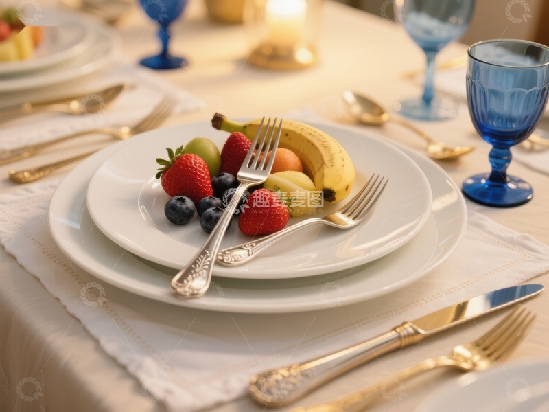 高清大图下载【趣麦麦图】精致餐桌上的水果拼盘