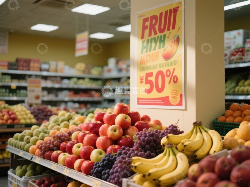 高清大图下载【趣麦麦图】超市水果区促销展示