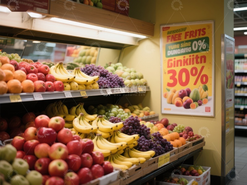 高清大图下载【趣麦麦图】超市水果区促销展示