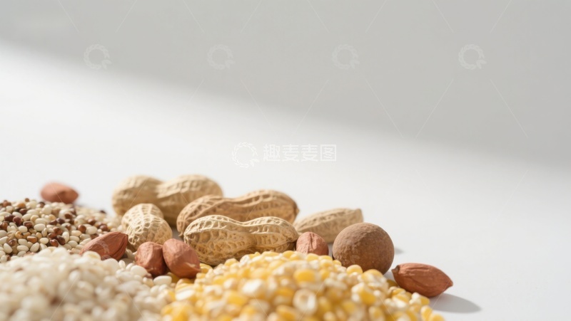 高清大图下载【趣麦麦图】坚果与谷物的静物组合