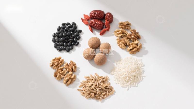 高清大图下载【趣麦麦图】多样坚果与谷物的组合展示