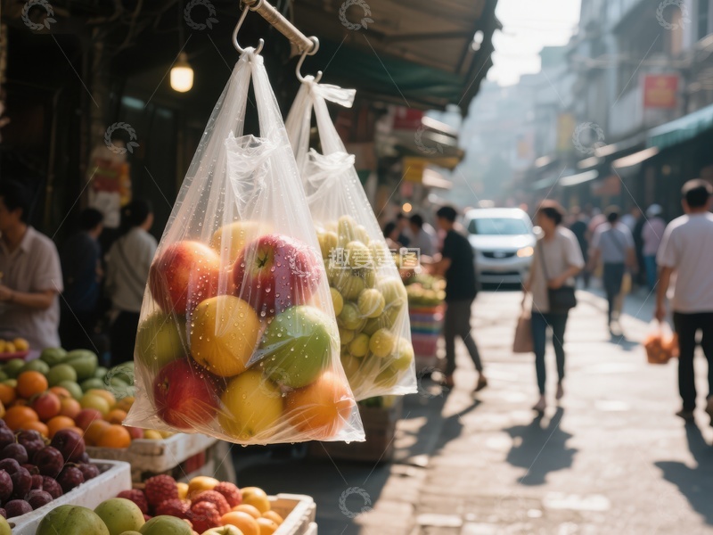 街头市场水果袋