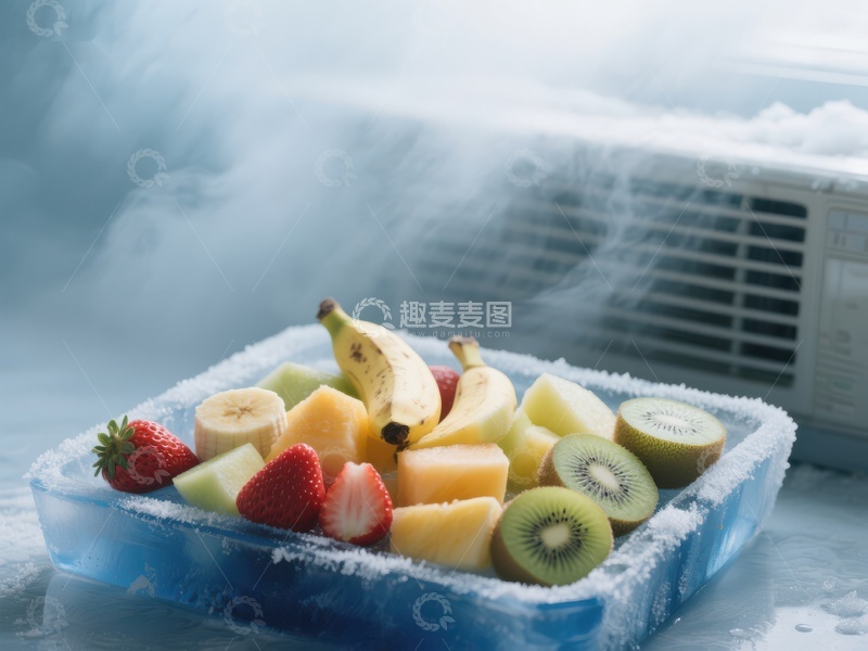 高清大图下载【趣麦麦图】冰冻水果盘与空调冷气