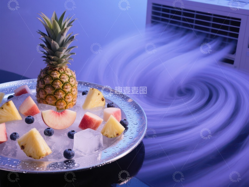 高清大图下载【趣麦麦图】冰镇水果盘与空调冷气