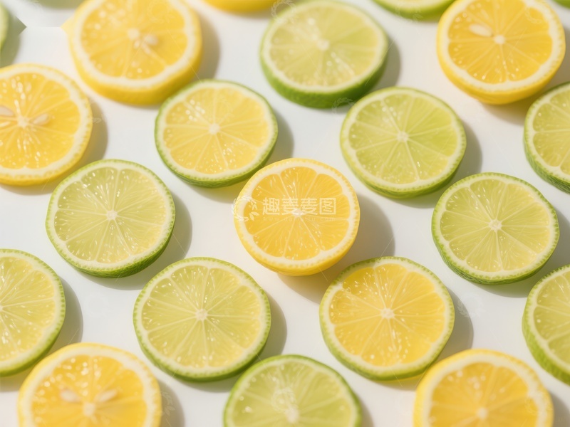 高清大图下载【趣麦麦图】柠檬与青柠切片的清新排列