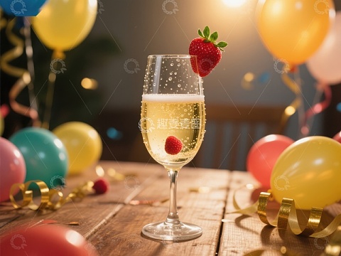 香槟草莓庆祝场景
