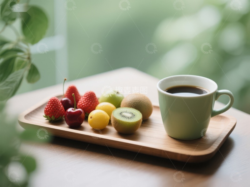 高清大图下载【趣麦麦图】水果与咖啡的清新早晨