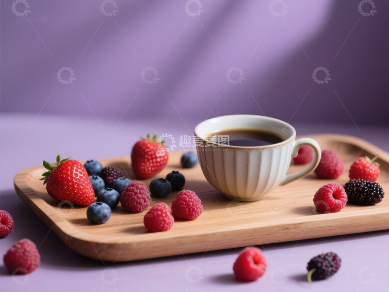 高清大图下载【趣麦麦图】咖啡与新鲜浆果的静谧时光