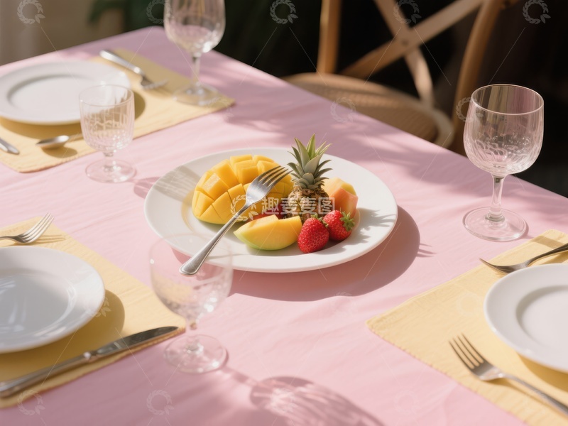 高清大图下载【趣麦麦图】精致餐桌上的水果拼盘