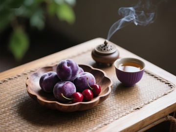 紫李与茶香：静谧的品茗时光