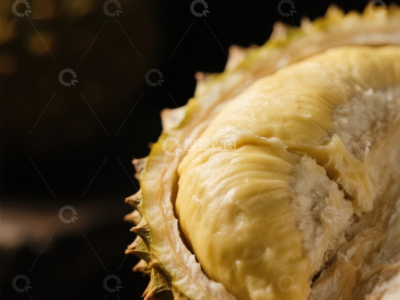 高清大图下载【趣麦麦图】新鲜榴莲特写，金黄色果肉诱人
