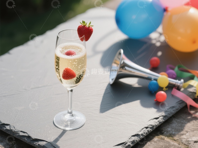 高清大图下载【趣麦麦图】香槟草莓庆祝场景