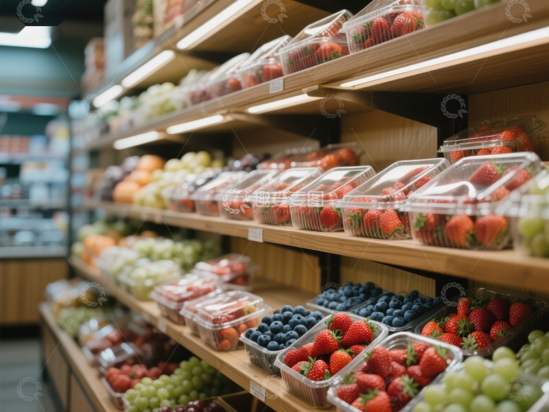 高清大图下载【趣麦麦图】超市货架上的新鲜水果展示