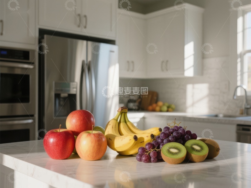 高清大图下载【趣麦麦图】厨房台面上的水果组合
