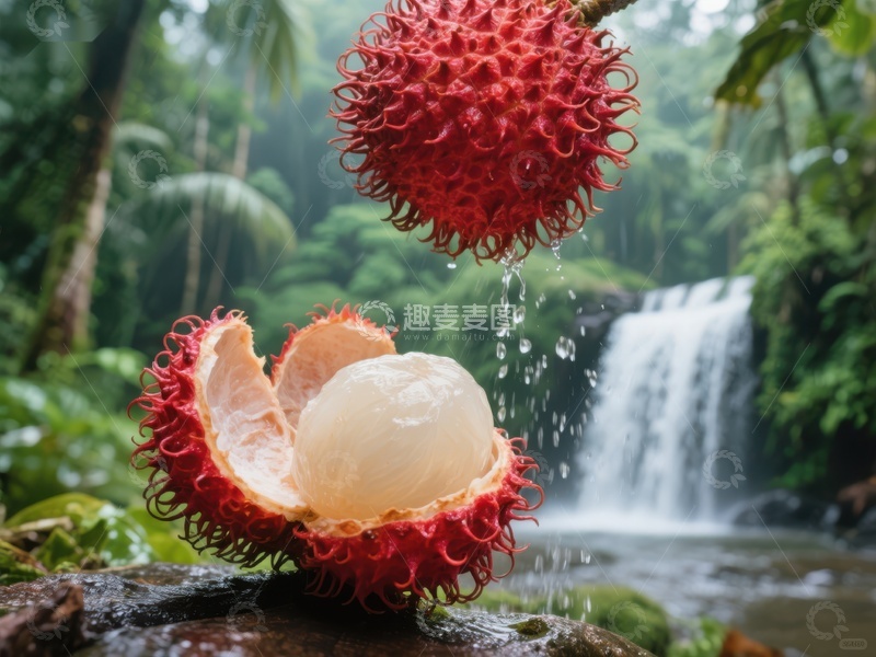 高清大图下载【趣麦麦图】热带雨林中的新鲜红毛丹