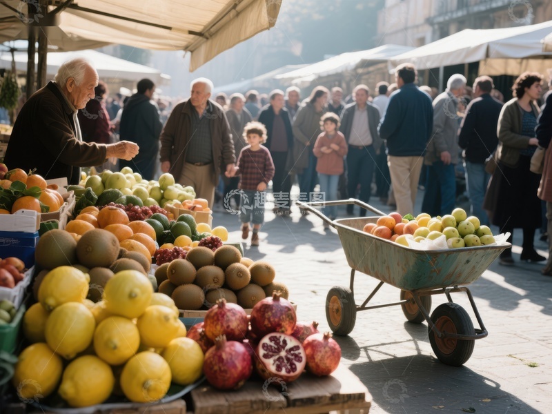 高清大图下载【趣麦麦图】市场摊位展示新鲜水果
