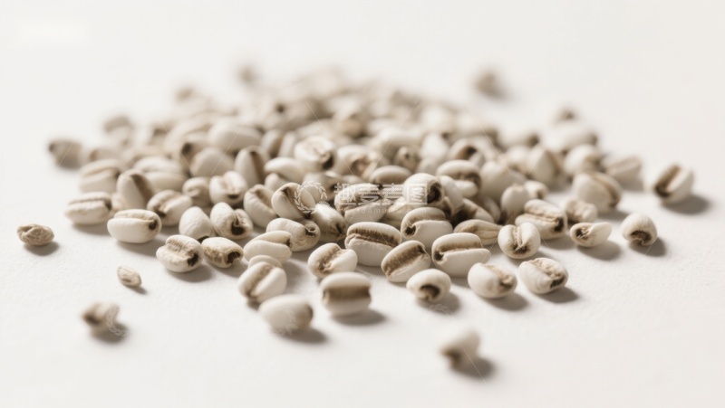 高清大图下载【趣麦麦图】白色扁豆散落于浅色背景