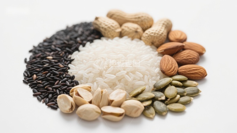 高清大图下载【趣麦麦图】各类坚果与谷物的圆形排列