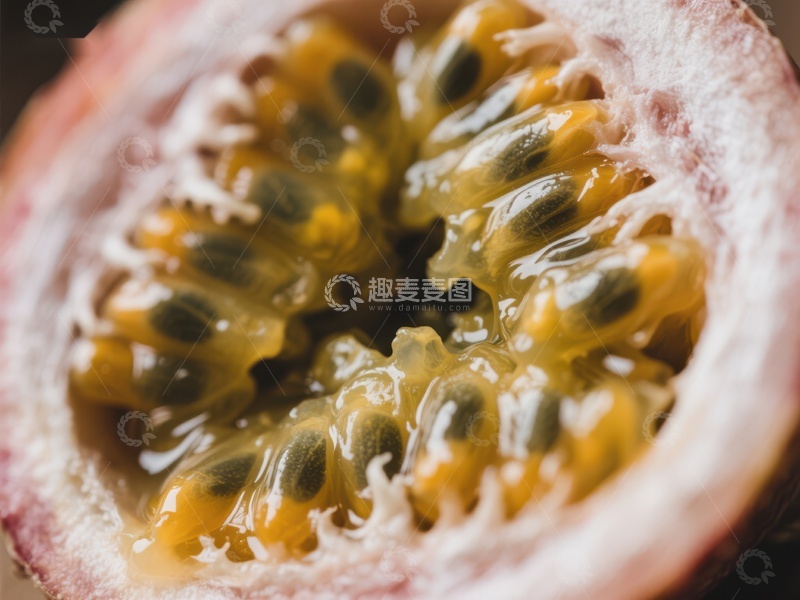高清大图下载【趣麦麦图】切开的百香果内部特写
