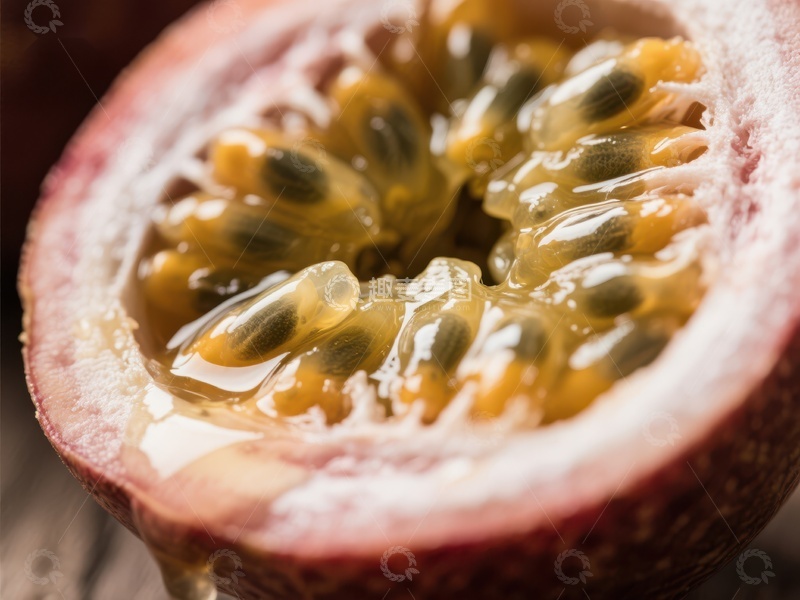 高清大图下载【趣麦麦图】新鲜百香果切面特写