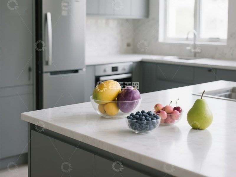 高清大图下载【趣麦麦图】现代厨房台面上的水果