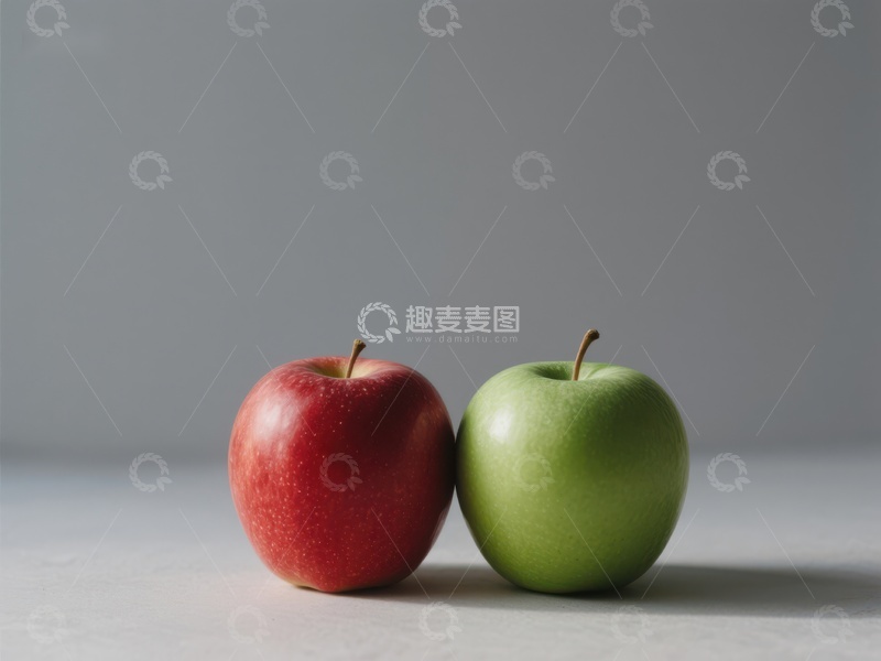 高清大图下载【趣麦麦图】红绿苹果并排静置