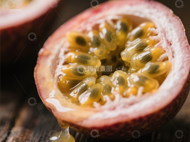 高清大图下载【趣麦麦图】新鲜百香果切面特写