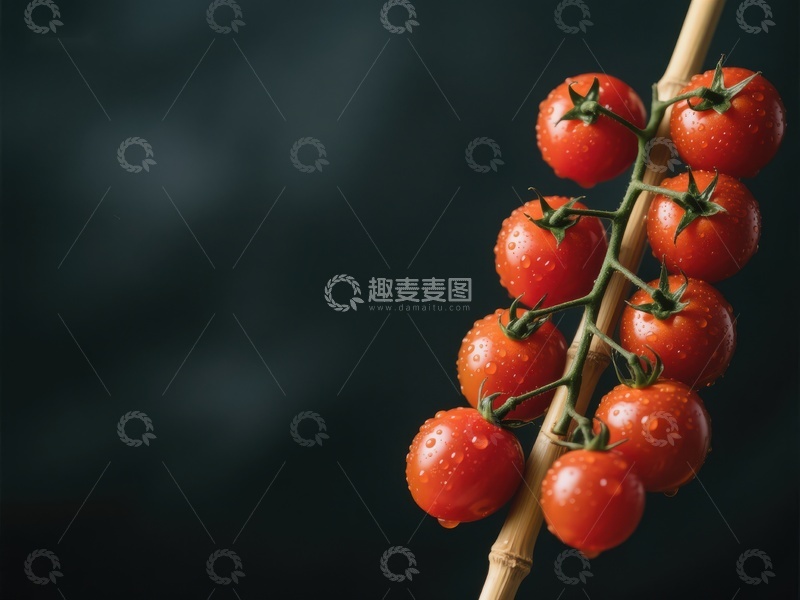 高清大图下载【趣麦麦图】枝头鲜红樱桃番茄