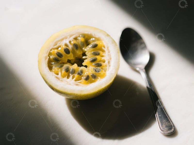 高清大图下载【趣麦麦图】切开的百香果与勺子
