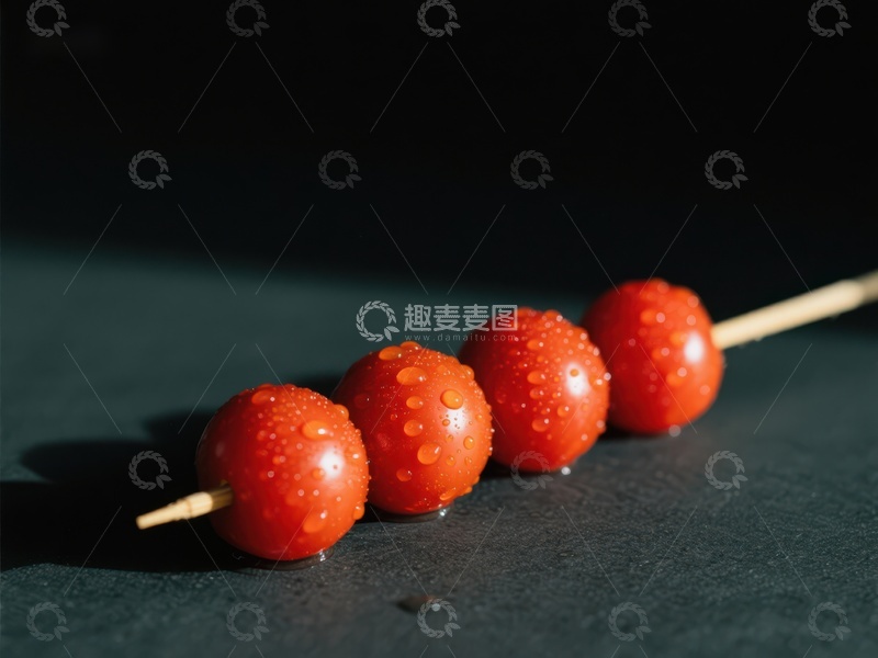 高清大图下载【趣麦麦图】串在竹签上的樱桃番茄