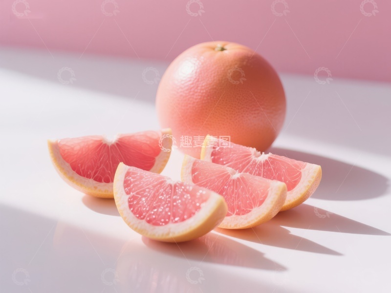 高清大图下载【趣麦麦图】新鲜葡萄柚切片与整体展示