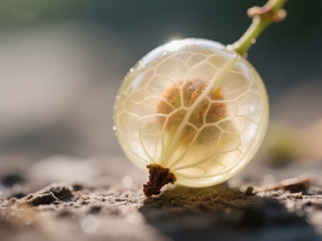 透明果皮包裹的果实特写