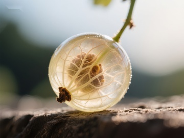 透明果实内部种子的特写