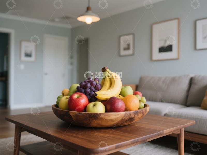 高清大图下载【趣麦麦图】客厅茶几上的水果拼盘