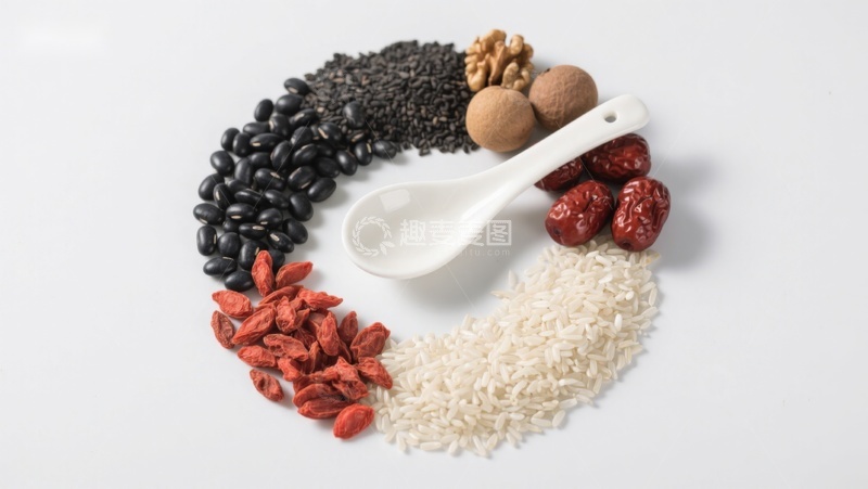高清大图下载【趣麦麦图】五谷杂粮与勺子的和谐排列
