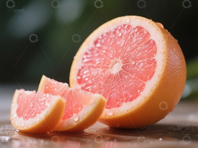 高清大图下载【趣麦麦图】新鲜切开的葡萄柚特写