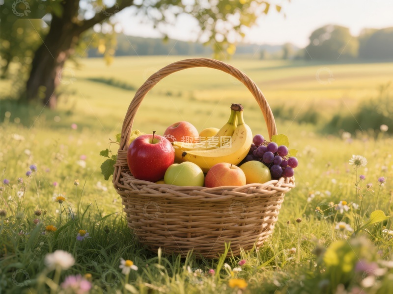 高清大图下载【趣麦麦图】田野中的水果篮
