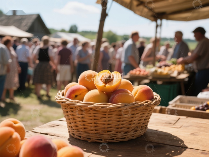 高清大图下载【趣麦麦图】集市上的新鲜桃子