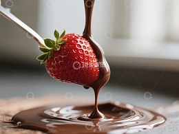 巧克力淋草莓特写
