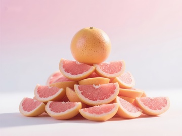 新鲜葡萄柚堆叠展示