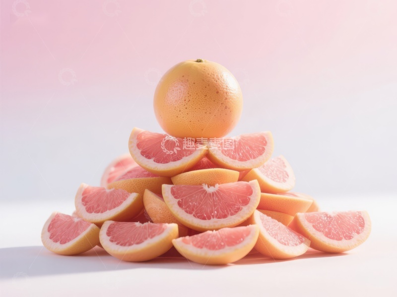 高清大图下载【趣麦麦图】新鲜葡萄柚堆叠展示