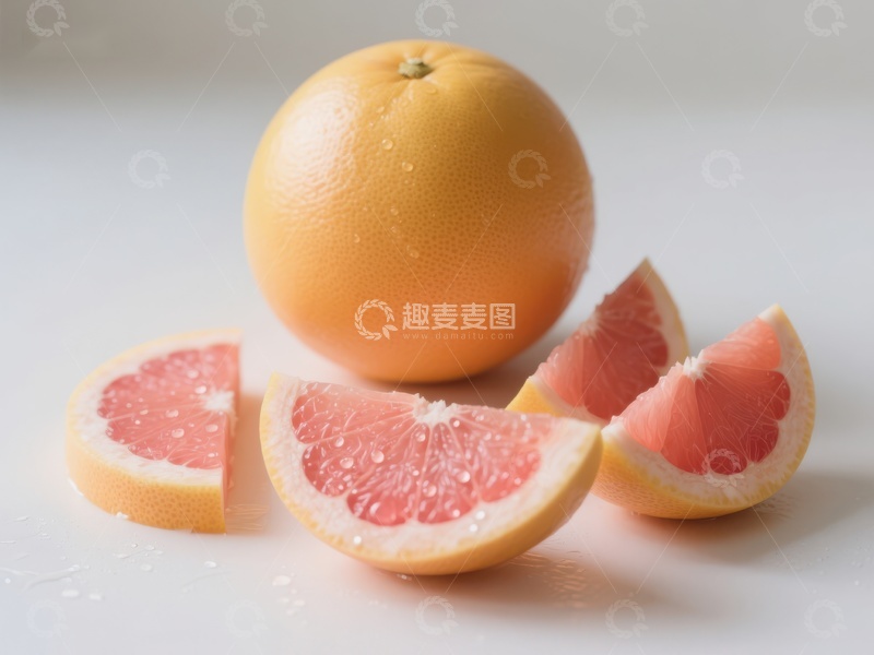 高清大图下载【趣麦麦图】新鲜葡萄柚切片展示