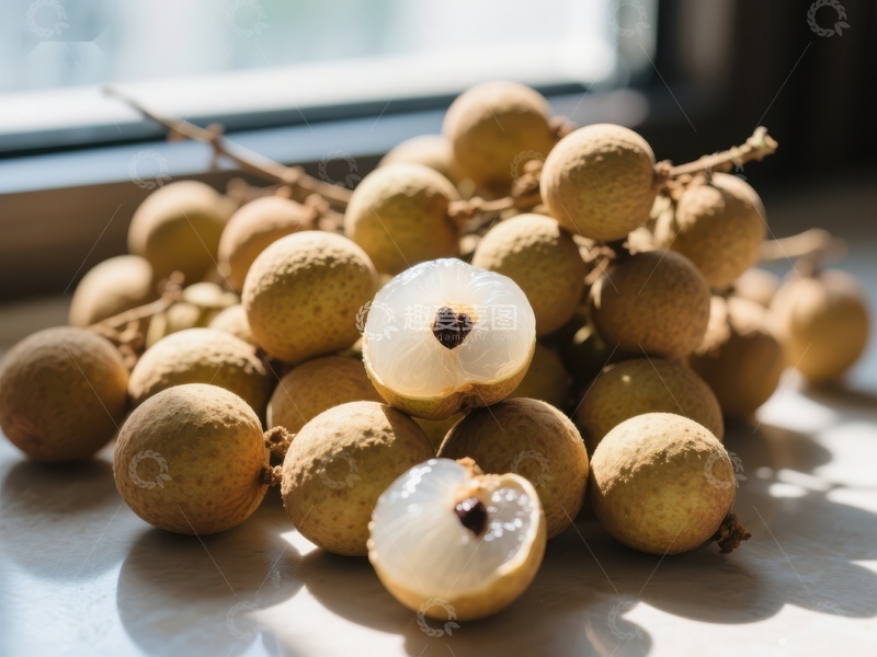 高清大图下载【趣麦麦图】新鲜龙眼果堆叠在窗边