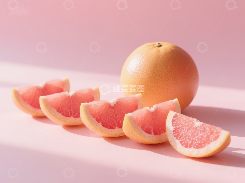 高清大图下载【趣麦麦图】新鲜葡萄柚切片与整果展示