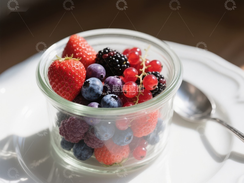 高清大图下载【趣麦麦图】新鲜水果沙拉在透明碗中